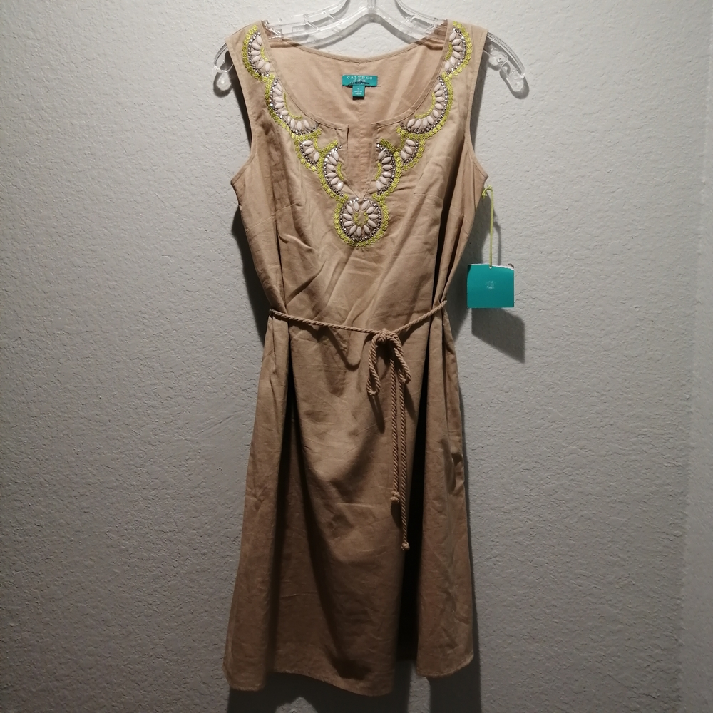 NWT Calypso St. Barth For Target Cotton Embroidered Tan Dress - Size S